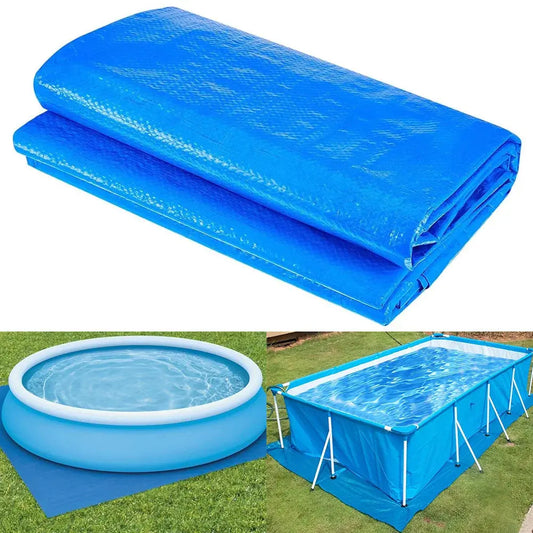 Tapis de Piscine Imperméable en PE, Tissu Rectangulaire Résistant pour le Sol de Piscine, Protection de Fond de Piscine MADATEX