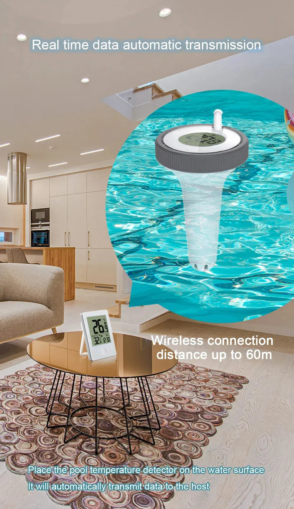 Thermomètre numérique flottant pour piscine – Idéal pour piscines, salles de bain et aquariums MADATEX