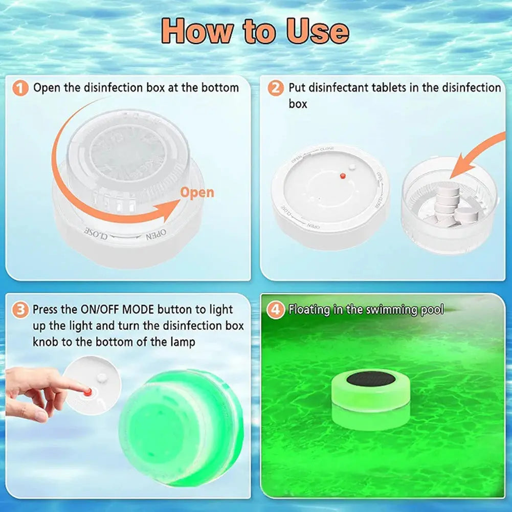 Diffuseur Solaire de Chlore Flottant avec Lumière LED pour Piscine, Spa et Jacuzzi MADATEX