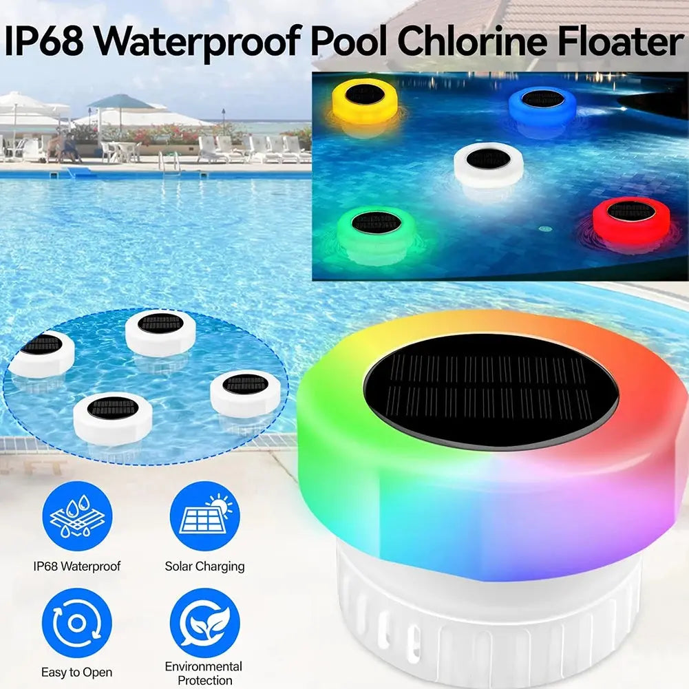 Diffuseur Solaire de Chlore Flottant avec Lumière LED pour Piscine, Spa et Jacuzzi MADATEX