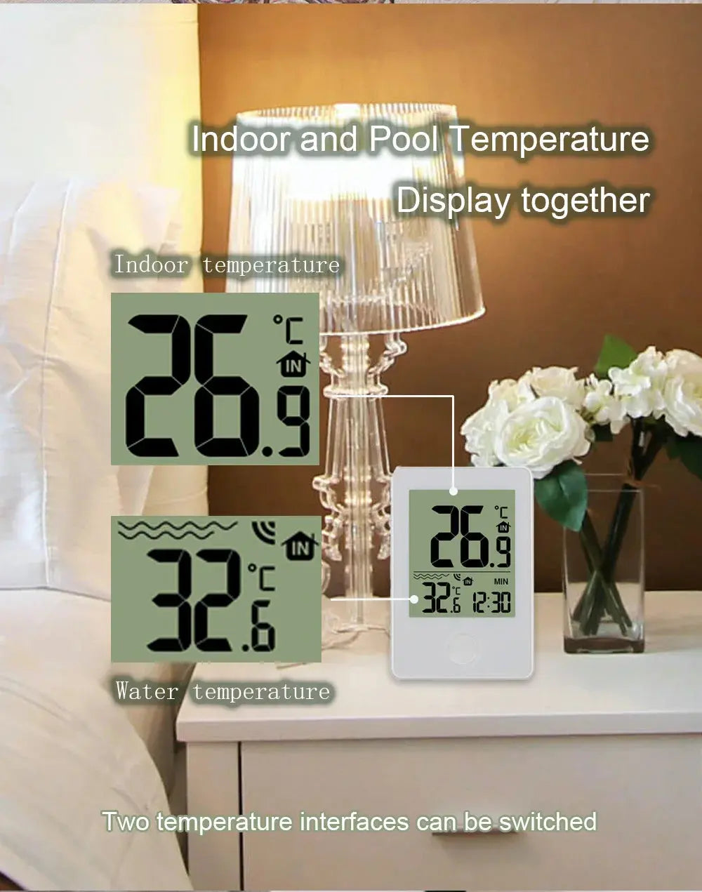 Thermomètre numérique flottant pour piscine – Idéal pour piscines, salles de bain et aquariums MADATEX