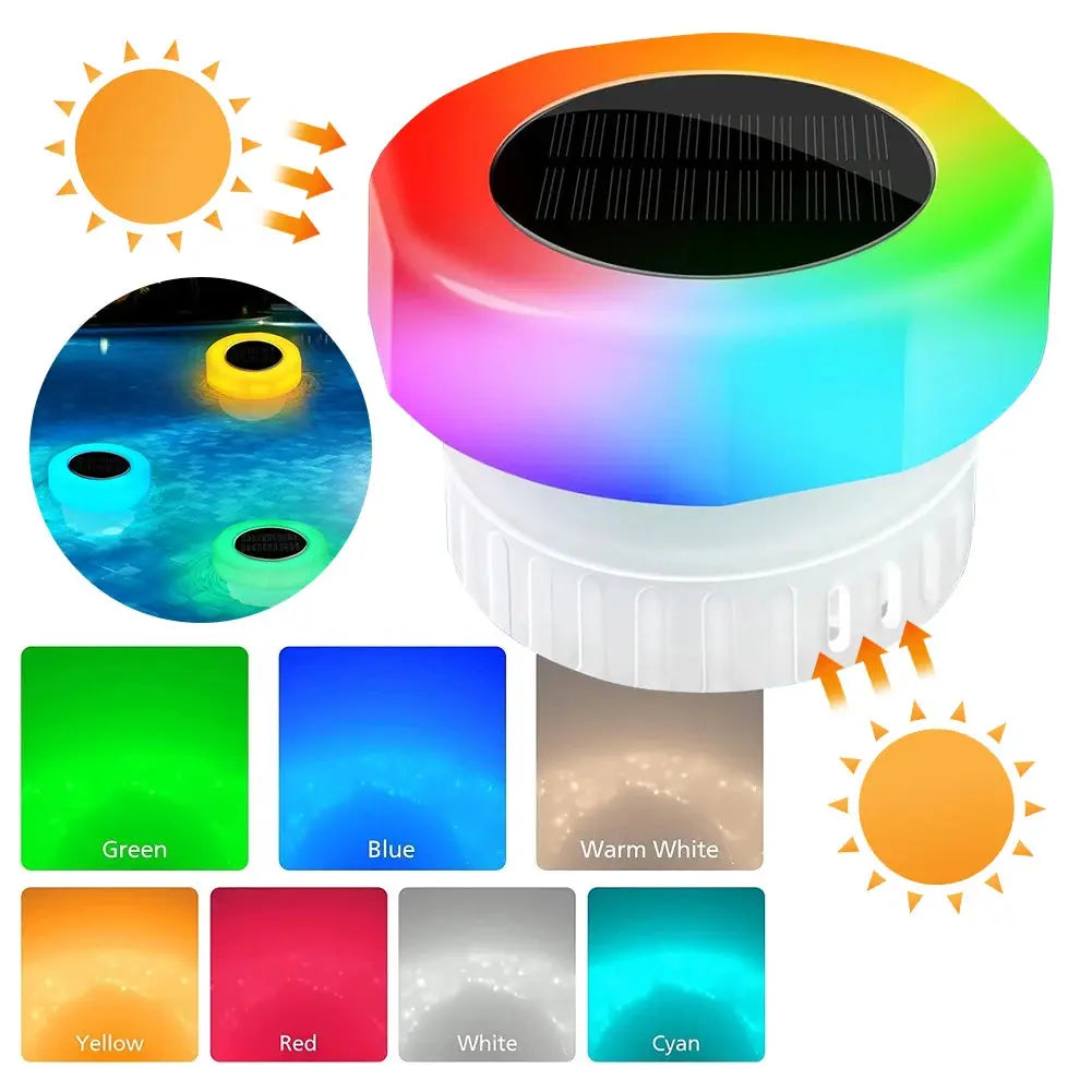 Diffuseur Solaire de Chlore Flottant avec Lumière LED pour Piscine, Spa et Jacuzzi MADATEX