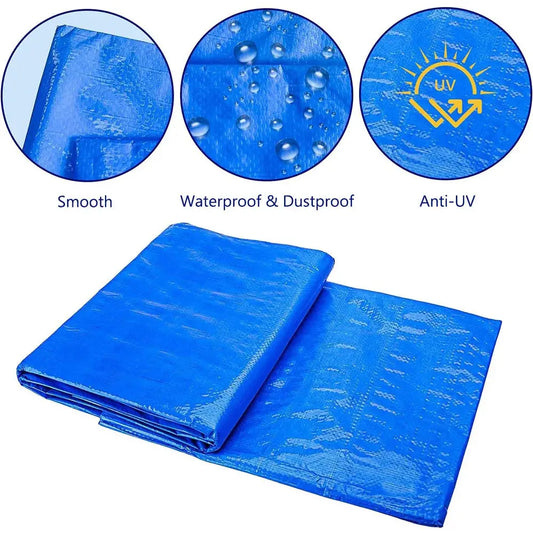 Tapis de Piscine Imperméable en PE, Tissu Rectangulaire Résistant pour le Sol de Piscine, Protection de Fond de Piscine MADATEX