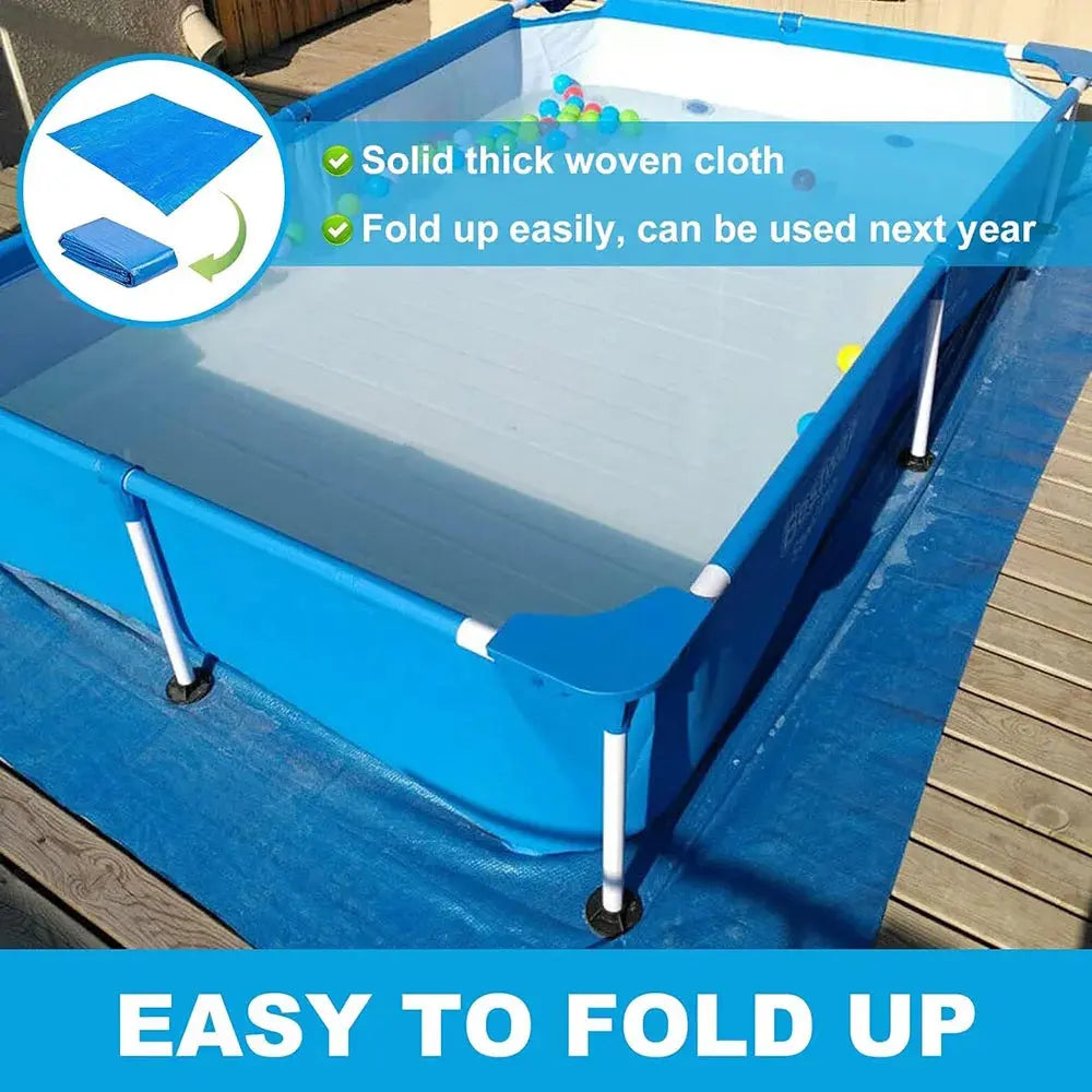 Tapis de Piscine Imperméable en PE, Tissu Rectangulaire Résistant pour le Sol de Piscine, Protection de Fond de Piscine MADATEX