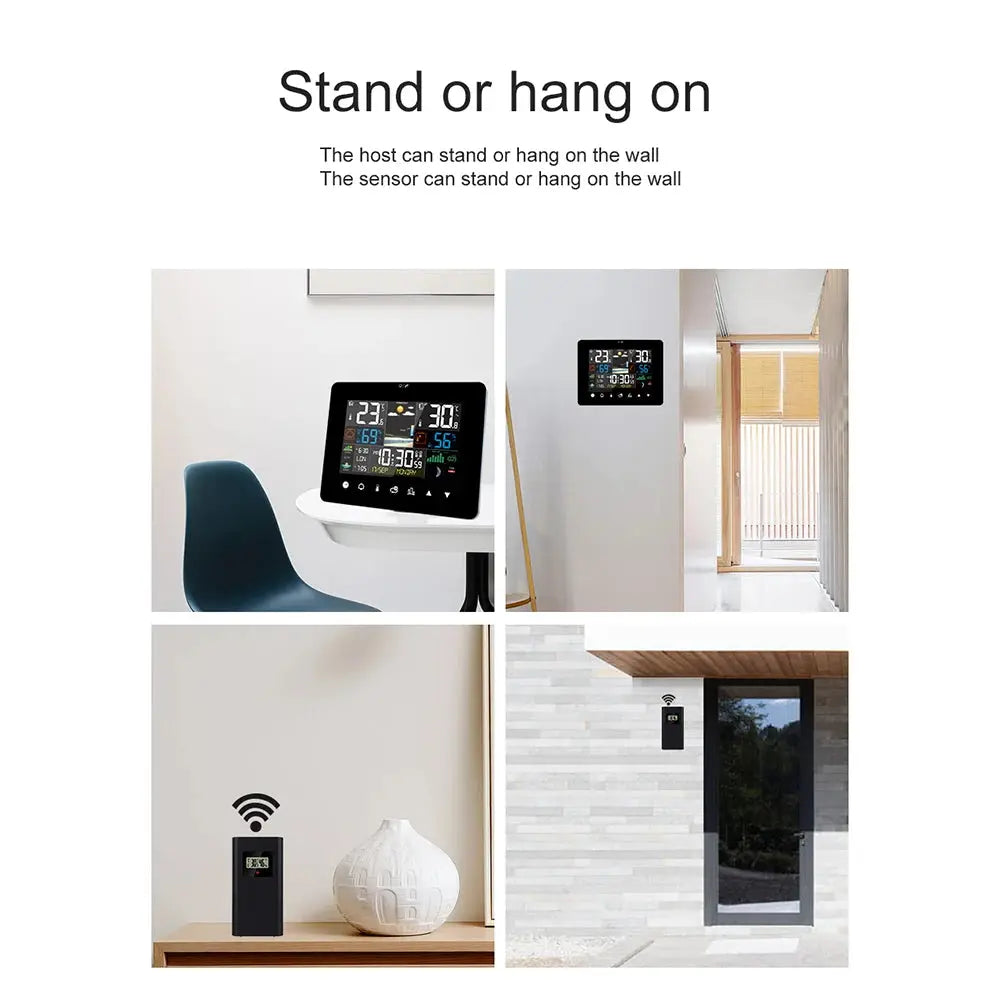 Multifunctional Weather Station Alarm Clock Touch Screen Thermometer Hygrometer Wireless Sensor Sunrise Sunset Hygrothermograph MADATEX