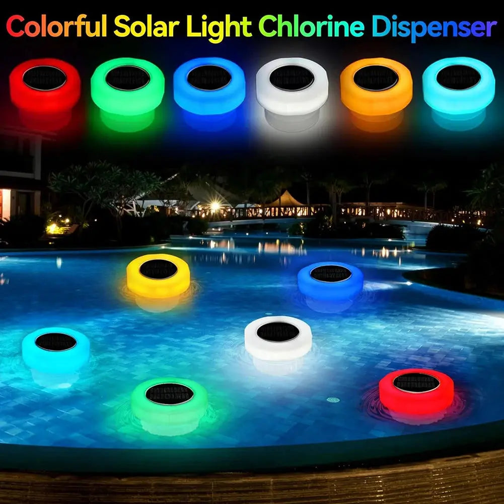 Diffuseur Solaire de Chlore Flottant avec Lumière LED pour Piscine, Spa et Jacuzzi MADATEX
